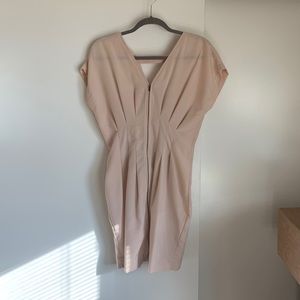 H&M pale pink dress- so cute with synched waist and zipper detail!